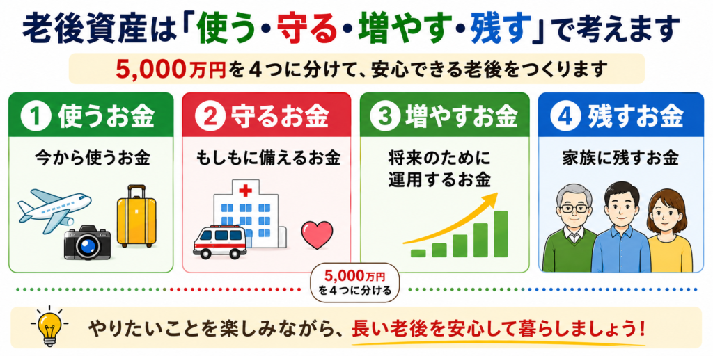 老後資金の振り分け守る・使う。増やす・残す