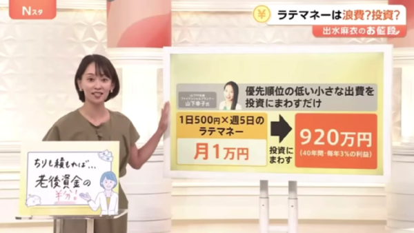 テレビ番組「Nスタ」で解説！「ラテマネー」で老後資金の半分を準備する方法
